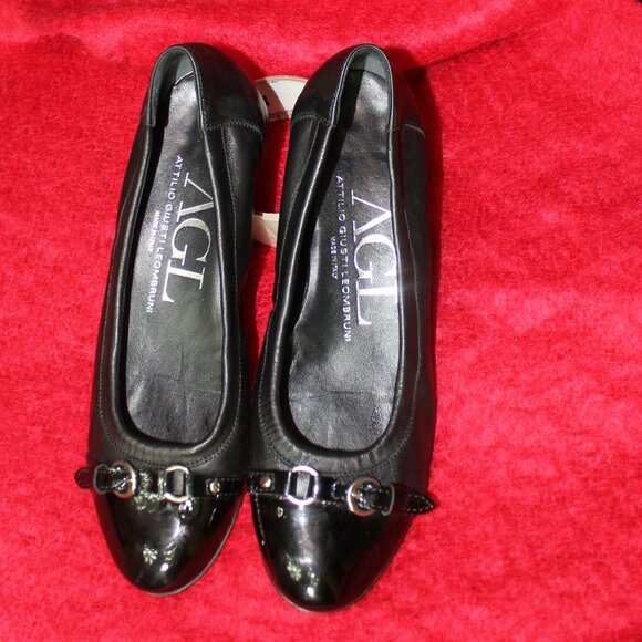 AGL Attilio Giusti Leombruni Monica Cap Toe Ballet Flat in Black Italy size 9 - Picture 1 of 9